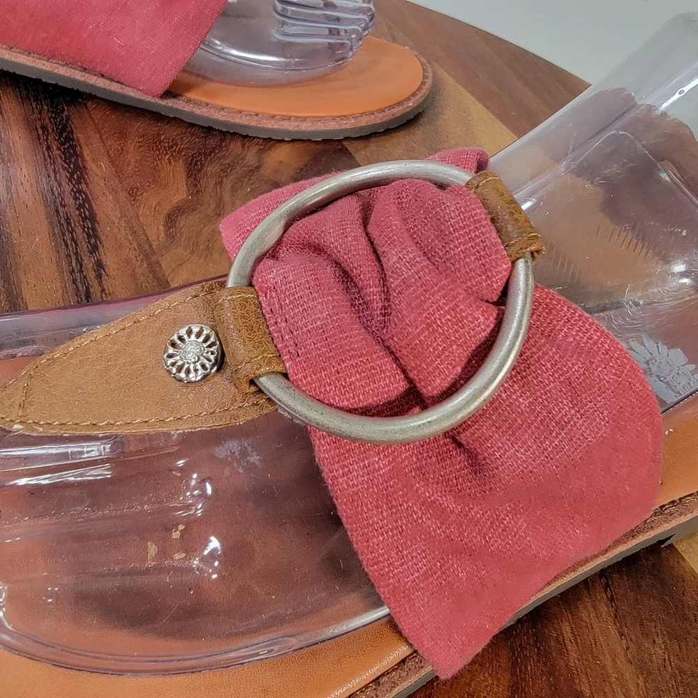Yellow Box Pink Sandals Size 8 Fabric Thong Flats - Picture 3 of 16